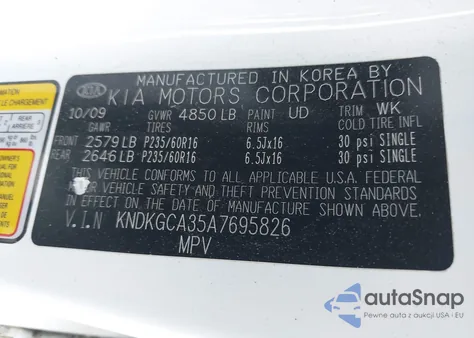 2010 Kia Sportage Lx V6 z USA, uszkodzony, nr VIN KNDKGCA35A7695826